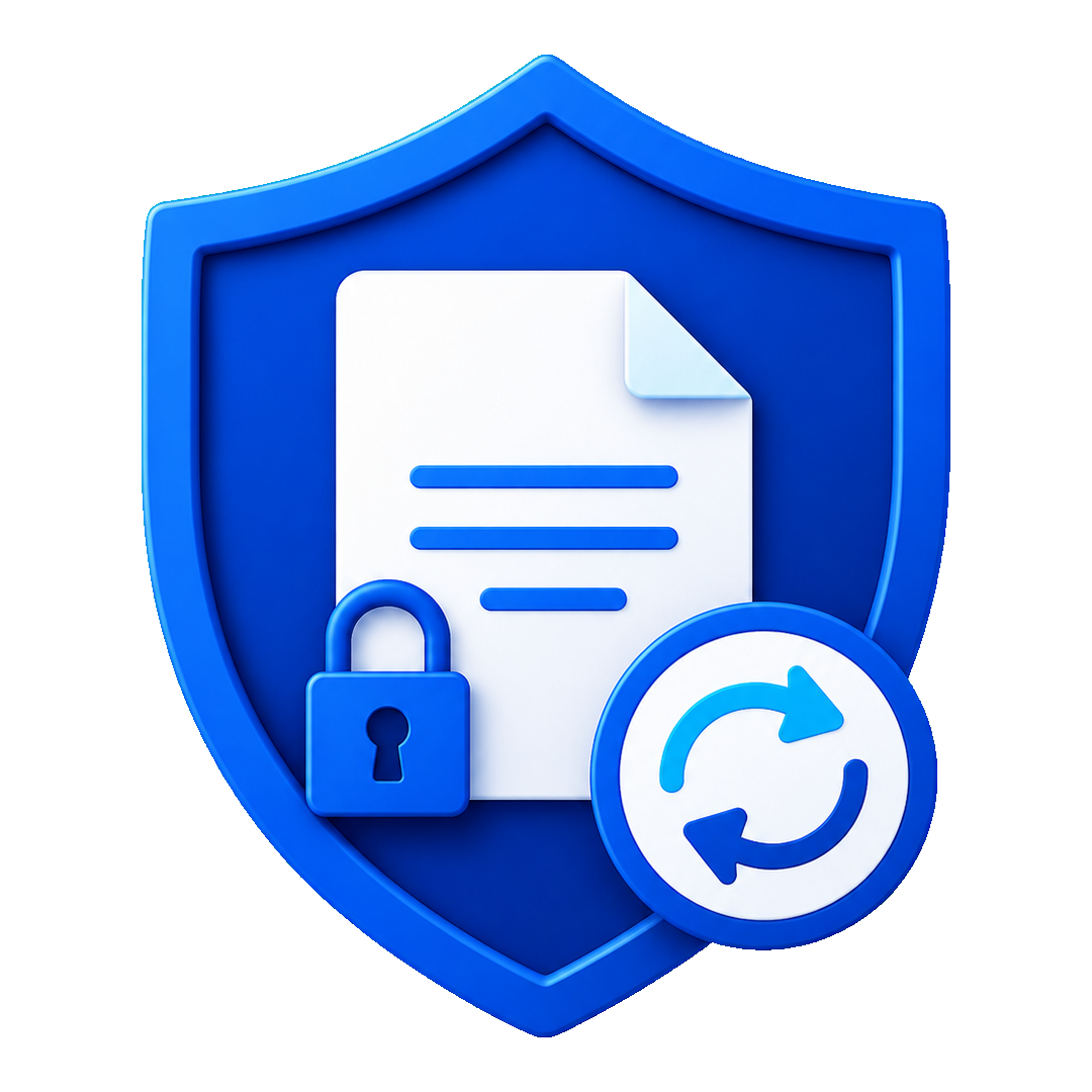 Shield protecting a private document with a lock and local processing symbol